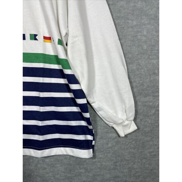 Vtg Hang Ten Mens Sweatshirt Regatta Nautical Striped Collared Made in USA Sz L - Picture 4 of 5